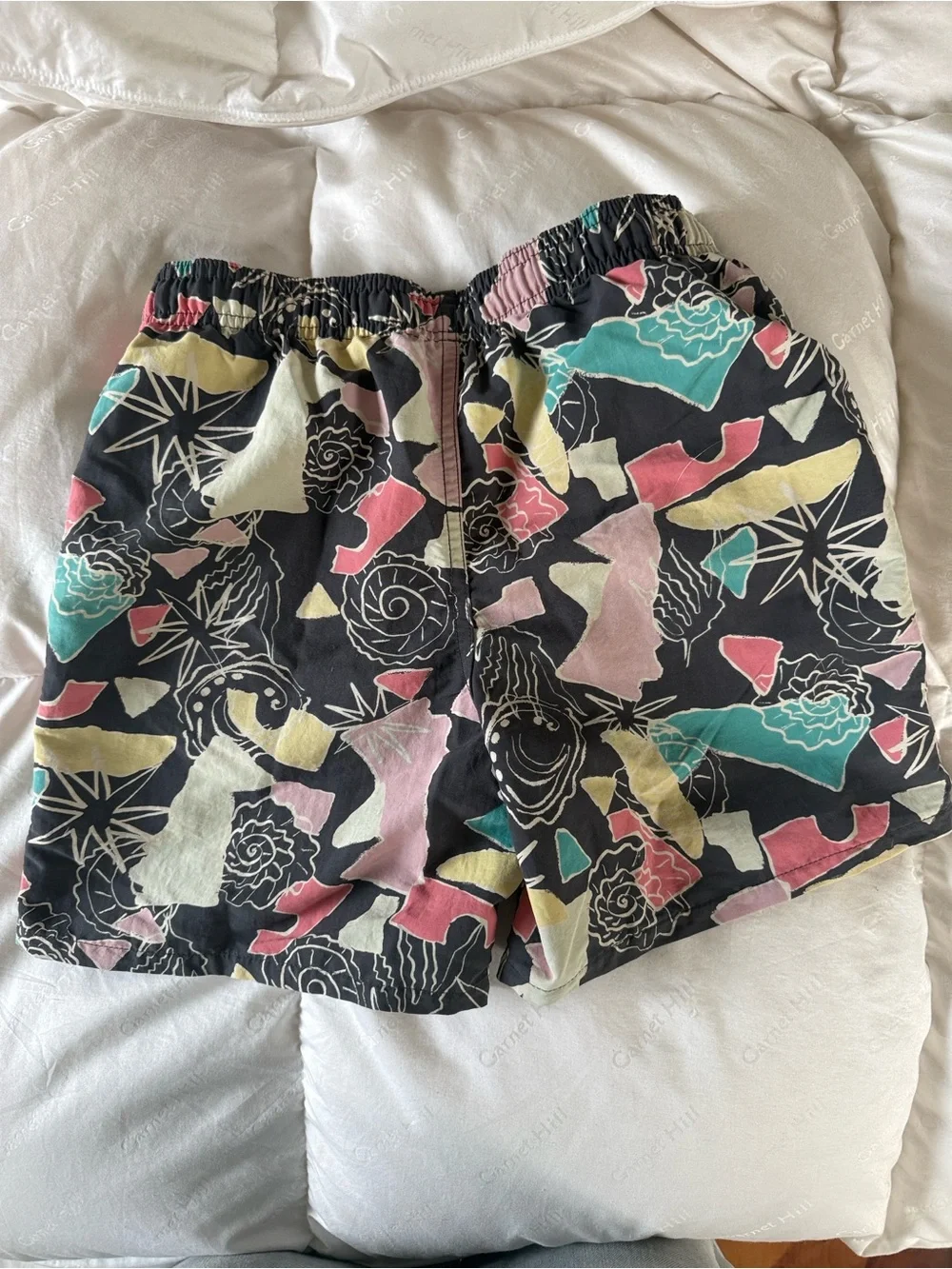 Patagonia Boys Black Multicolor Abstract Print Elastic-Waist Swim shorts